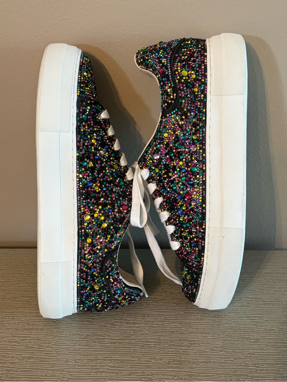 Blue by Betsey Johnson Sidny Multi Rhinestone Platform Sneakers Size 9 - Picture 6 of 11